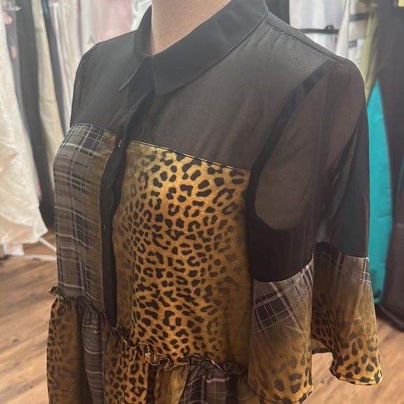 BCBGeneration Semi-Sheer Mixed Print Dress Multi Color Size Small - Picture 5 of 5